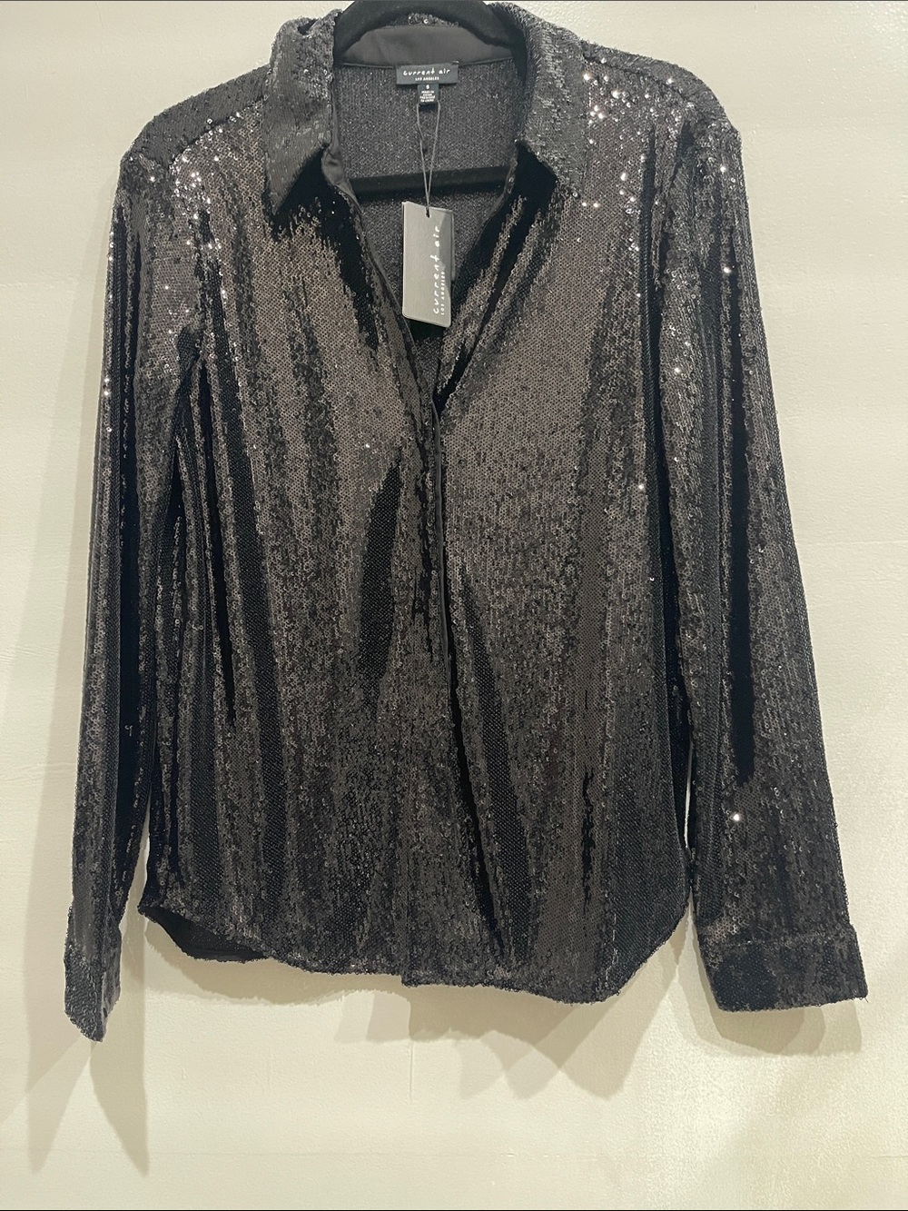 Nwt, Black Sequin Button-Down Shirt - Women